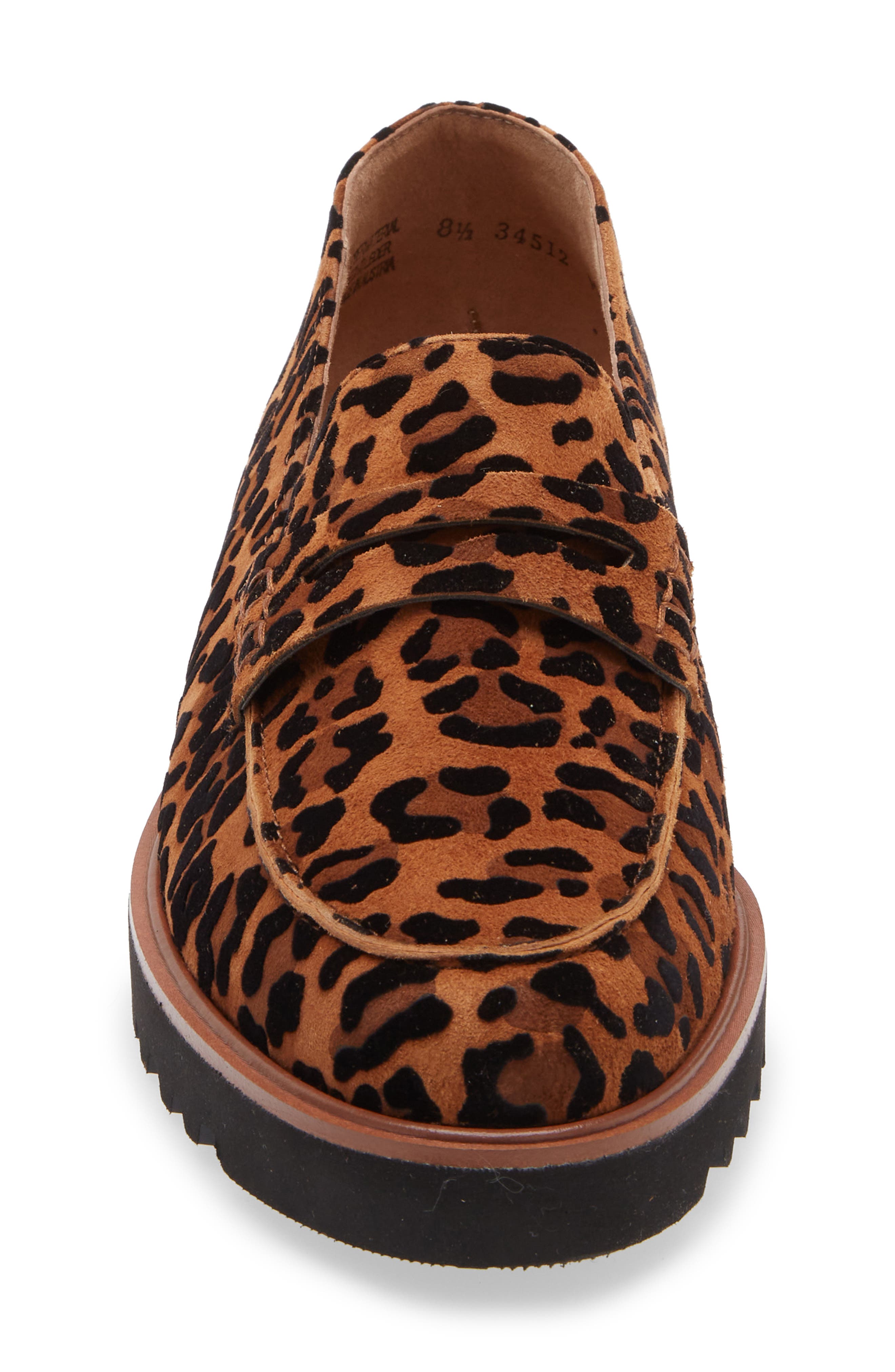 Paul Green Zelda Leopard Print Lug Sole Loafer, Alternate, color, Leo Sisal Velvet