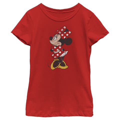 Girl's Mickey & Friends Minnie Mouse Portrait Distressed  Graphic T-Shirt