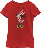 Mickey & Friends Girl's Mickey & Friends Minnie Mouse Portrait Distressed Graphic T-Shirt