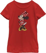 Mickey & Friends Girls' Minnie Mouse Portrait Distressed Graphic Tee