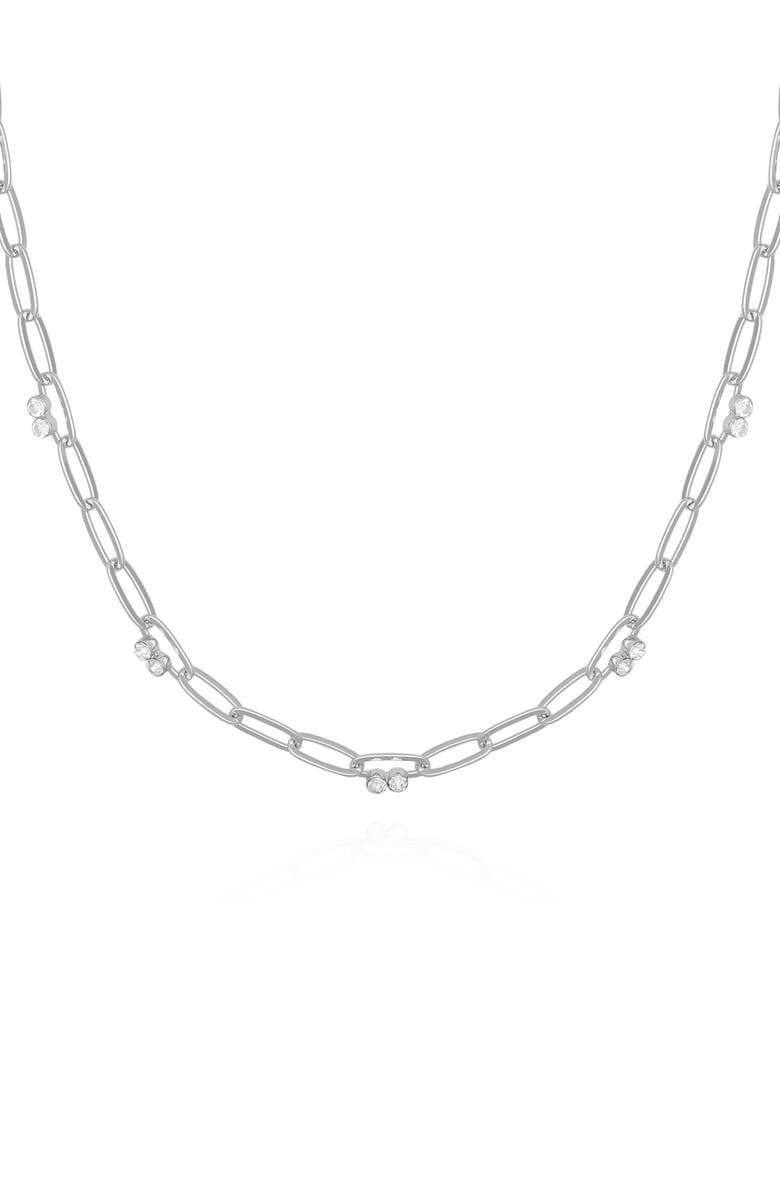 Vince Camuto Crystal Station Paperclip Chain Necklace, Alternate, color,