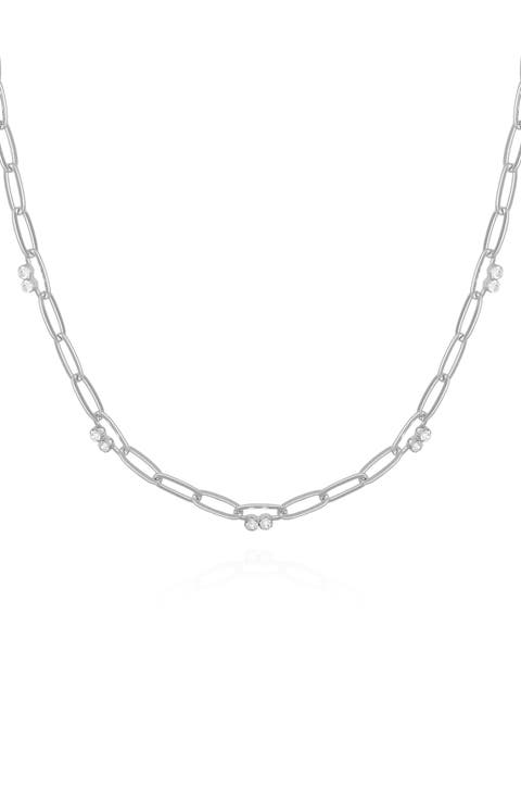 Crystal Station Paperclip Chain Necklace