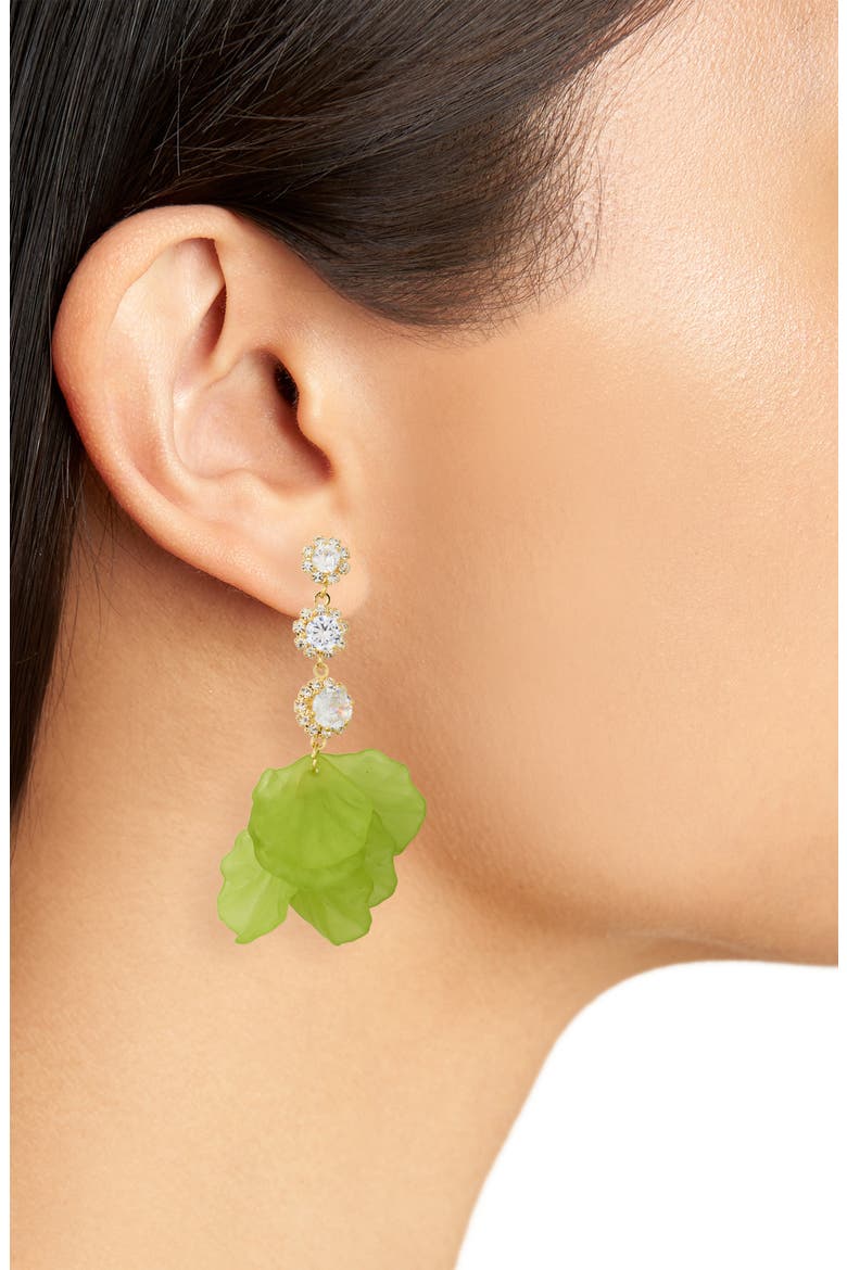 Reilly Cubic Zirconia Kelp Drop Earrings, Alternate, color, GREEN