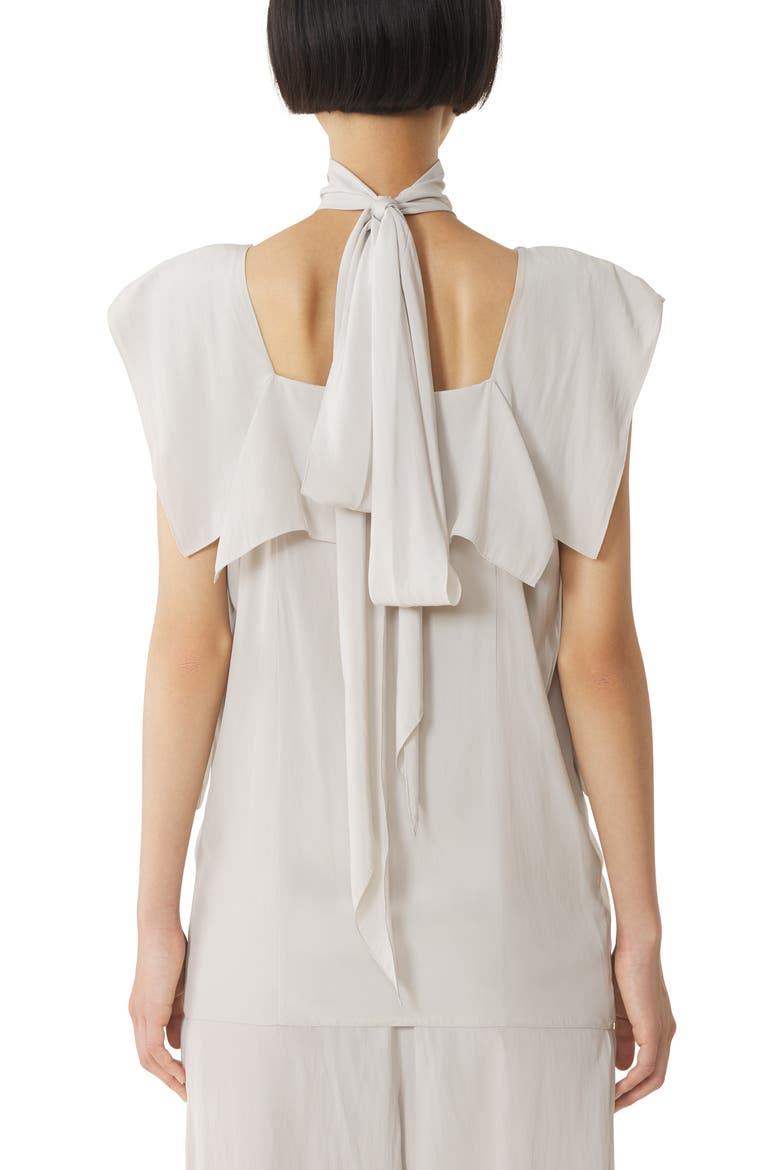 White Frilled Top In Charmeuse, Alternate, color, White