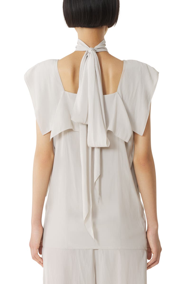 Lanvin White Frilled Top In Charmeuse, Alternate, color, White