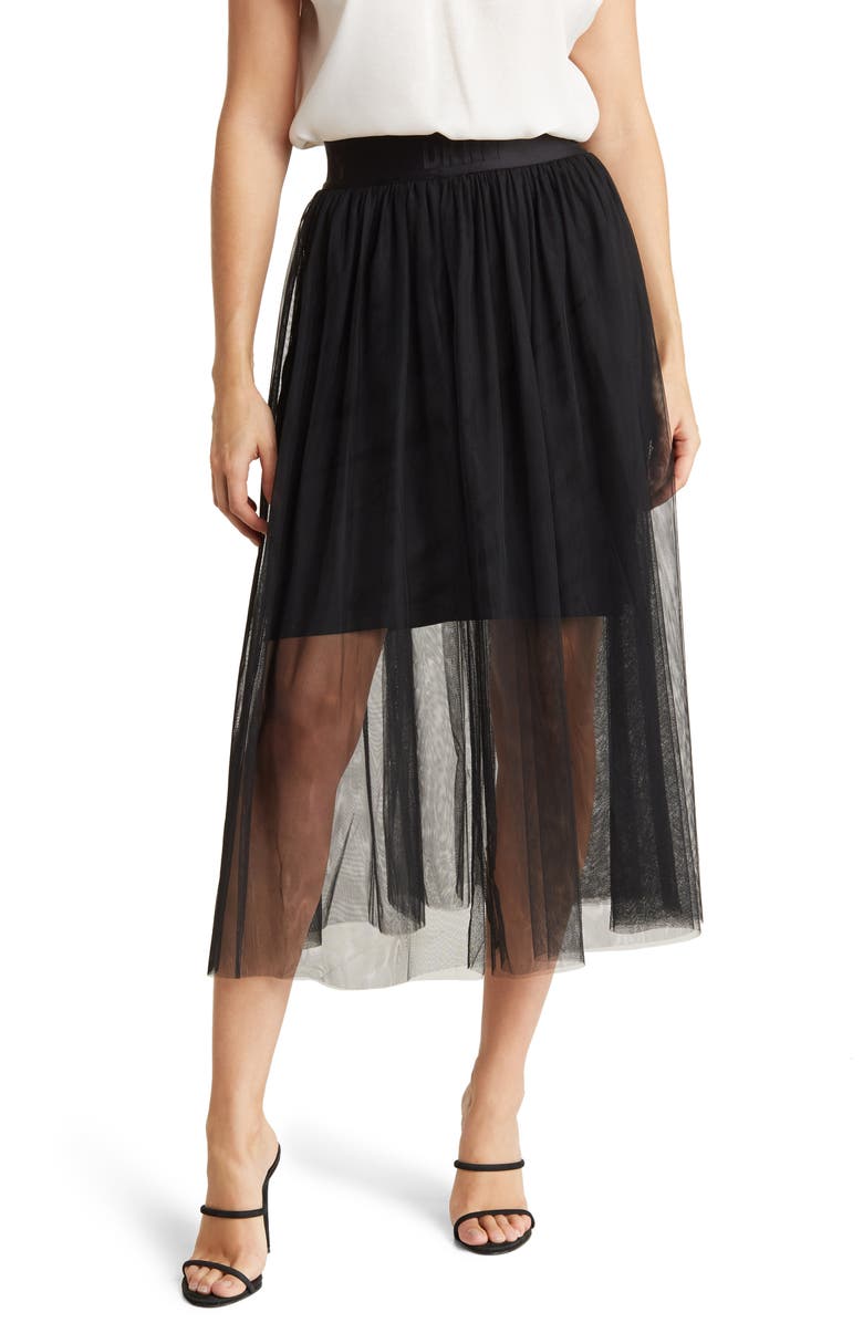 DKNY Tulle Midi Skirt, Main, color,