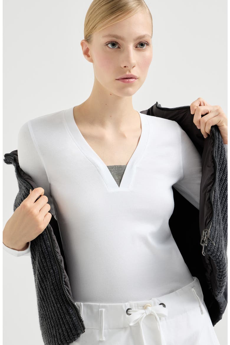 Ribbed jersey T-shirt, Alternate, color, White