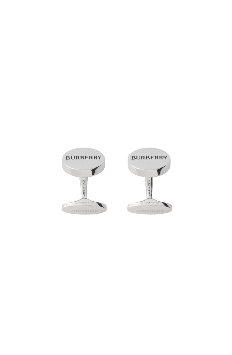Burberry Logo Cufflinks, Main, color, Silver