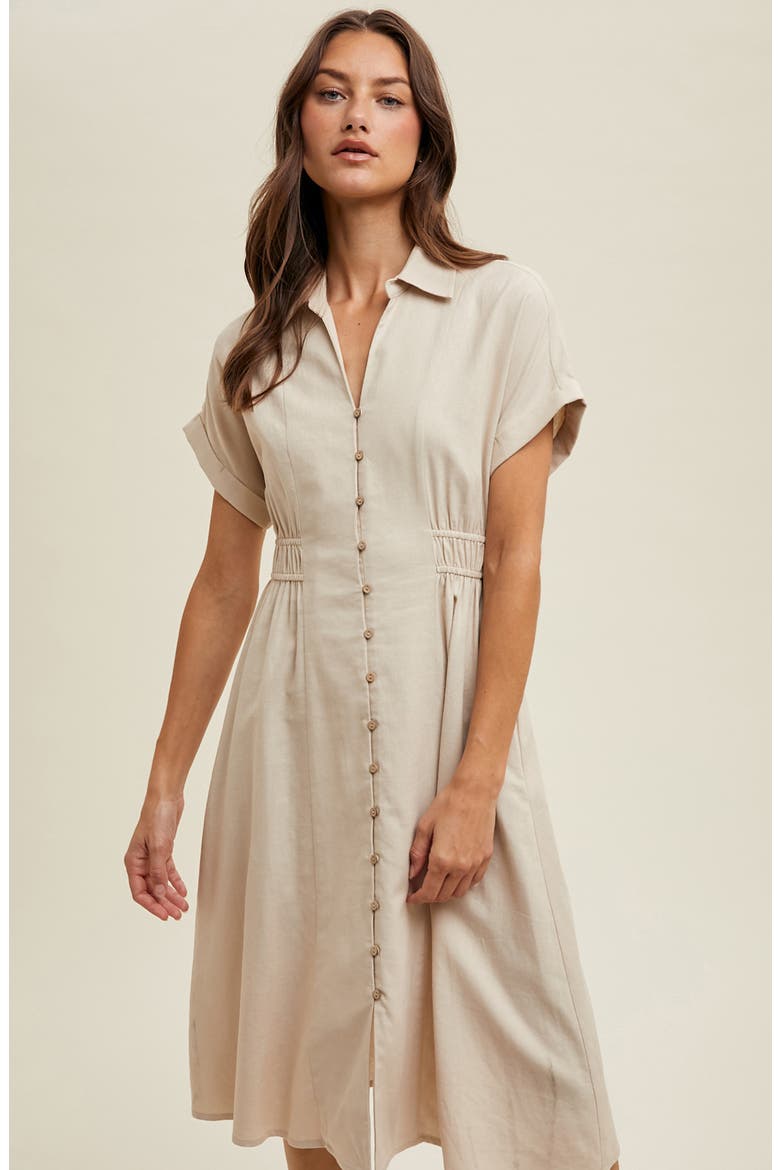 Short Sleeve Midi Shirtdress, Alternate, color, ECRU