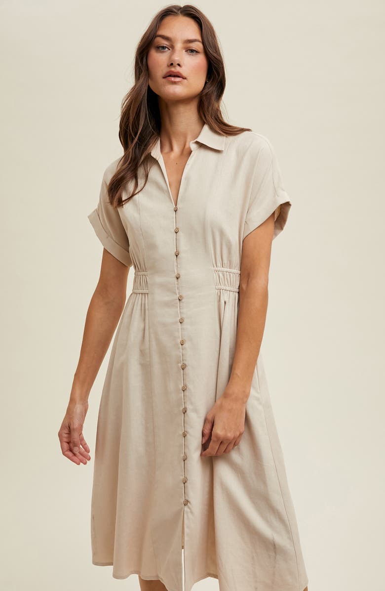 WISHLIST Short Sleeve Midi Shirtdress, Alternate, color,