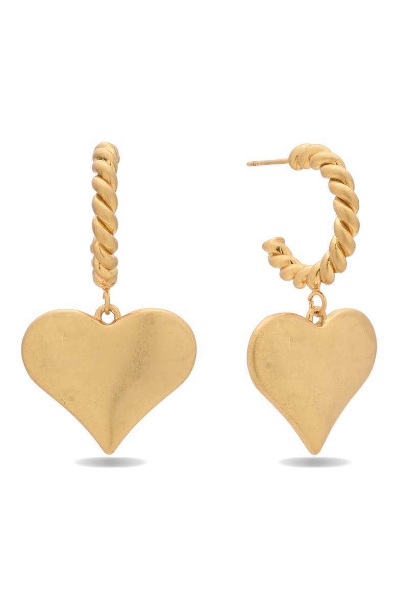 Carmen Heart Drop Earrings, Main, color, GOLD
