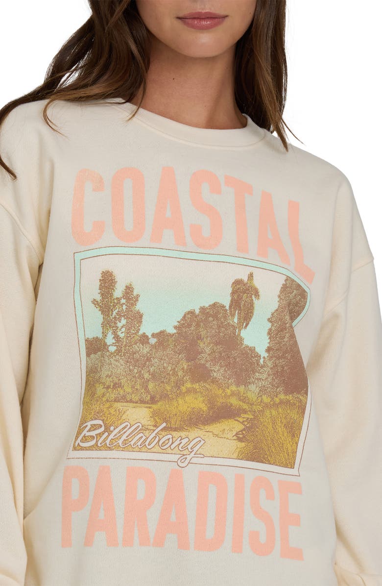Billabong Coastal Paradise Fleece Graphic Sweatshirt, Alternate, color, White Cap