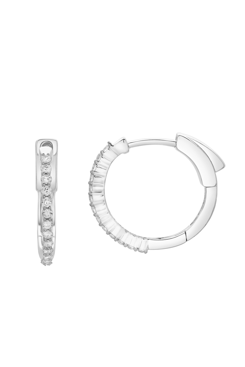 Evangeline Halfway Diamond Set Huggie Hoop Earrings in 14K Gold, Alternate, color, 14K White Gold