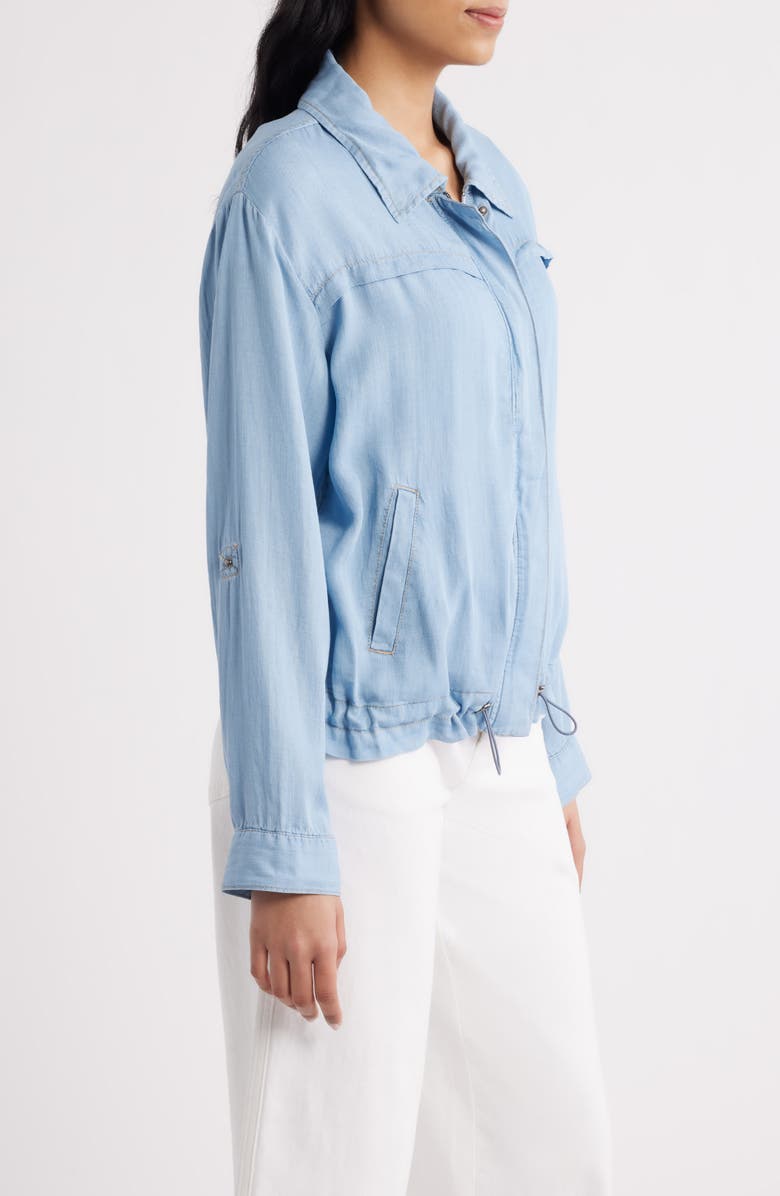 CITY BLUES Zip Front Shirt Jacket, Alternate, color, Light Indigo