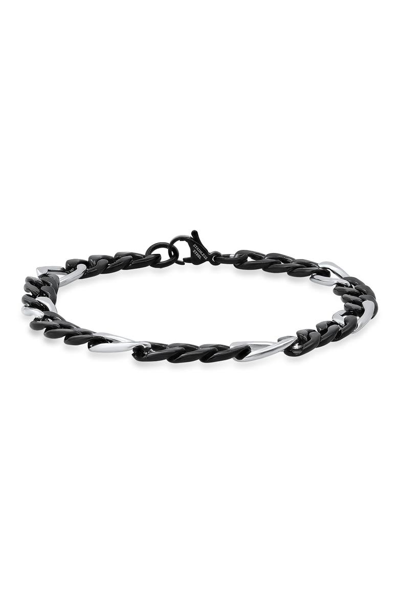 Stainless Steel Two Tone Black IP Chain Bracelet, Main, color, TWO TONE