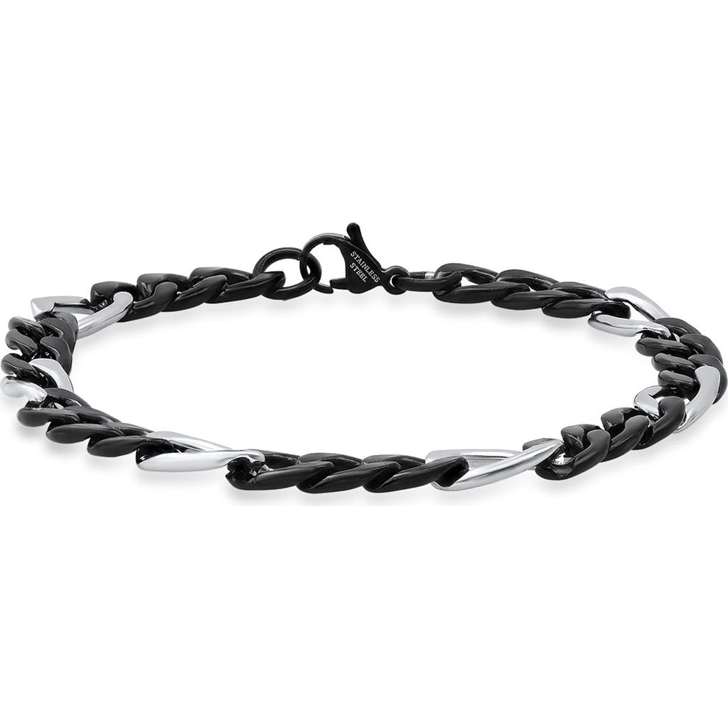HMY JEWELRY Stainless Steel Two Tone Black IP Chain Bracelet at Nordstrom Rack