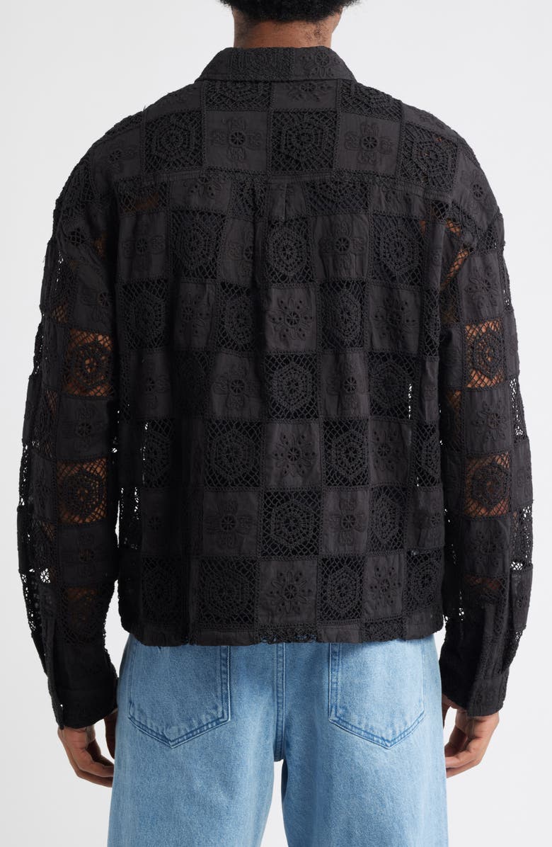 HONOR THE GIFT Crochet Lace Patchwork Jacket, Alternate, color, Black