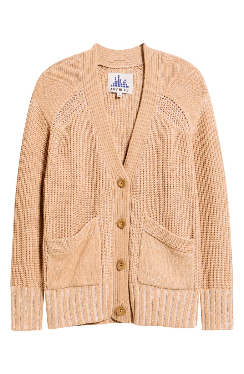 CITY BLUES Cotton Blend Cardigan, Alternate, color, Champagne