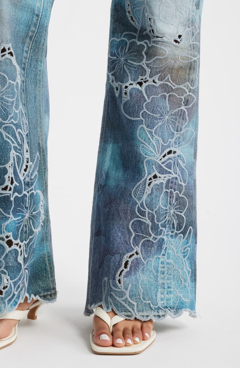 Free People West Coast Illusions Print Jeans, Alternate, color, Watercolor Blooms Co