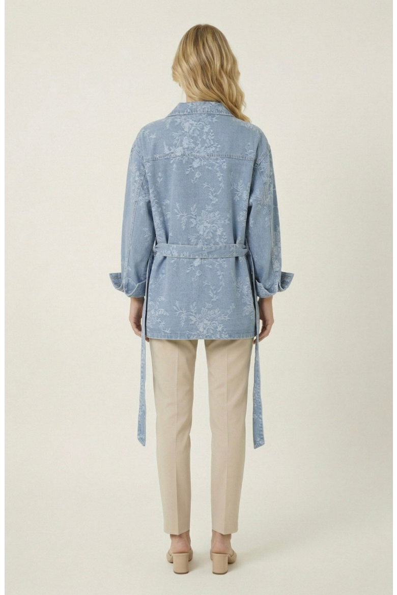 Floral Jacquard Denim Jacket, Alternate, color, Light Blue