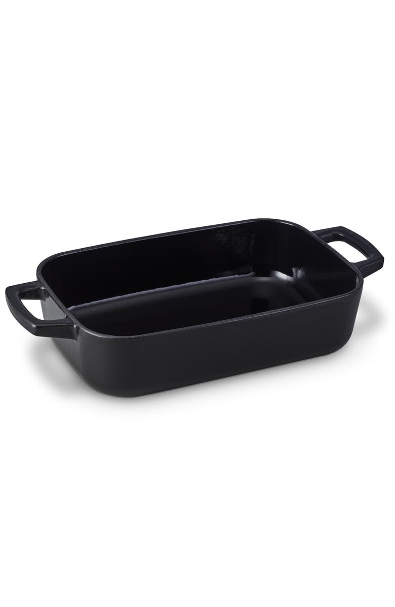 Alva Nori Enameled Cast Iron Backing Dish & Roasting Pan - 12x8, Main, color, Black