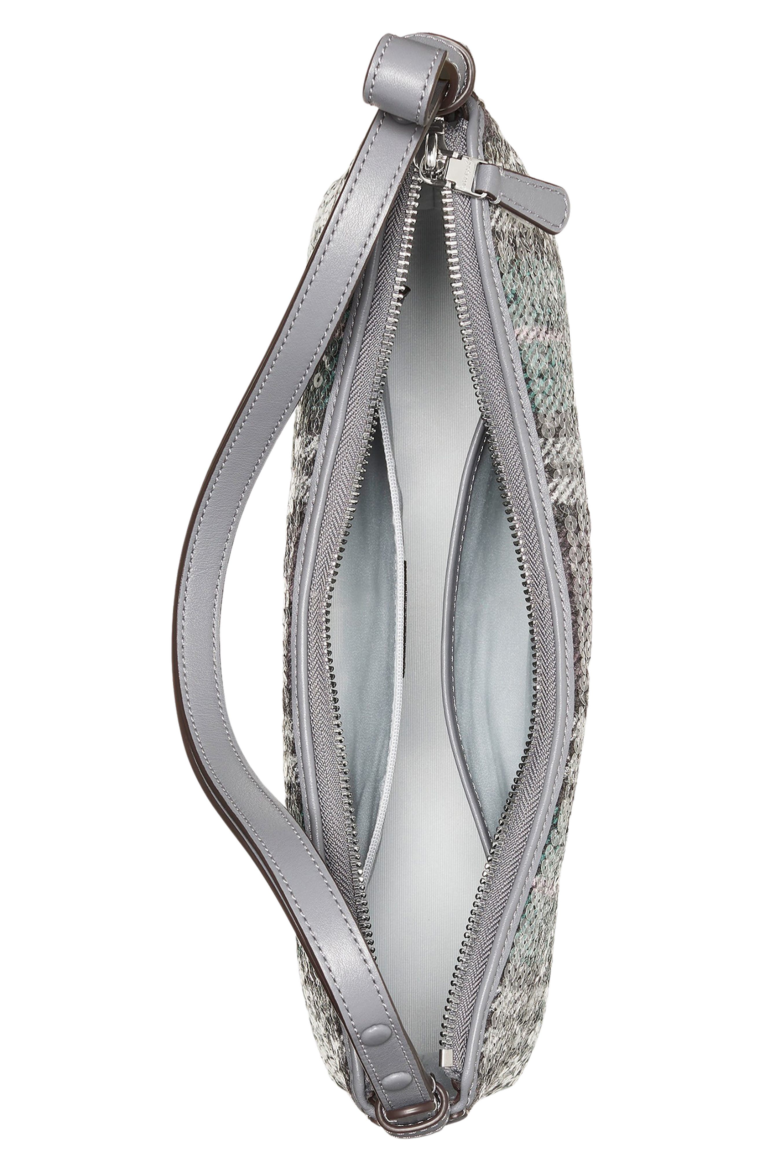 Loop Sequin Plaid Boucle Shoulder Bag, Alternate, color, GREY.