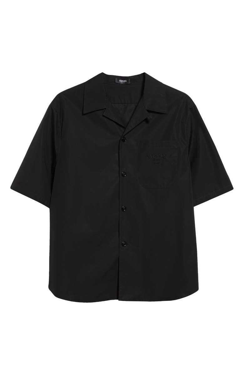 Versace Medusa Chains Cotton Poplin & Silk Camp Shirt, Alternate, color, 
