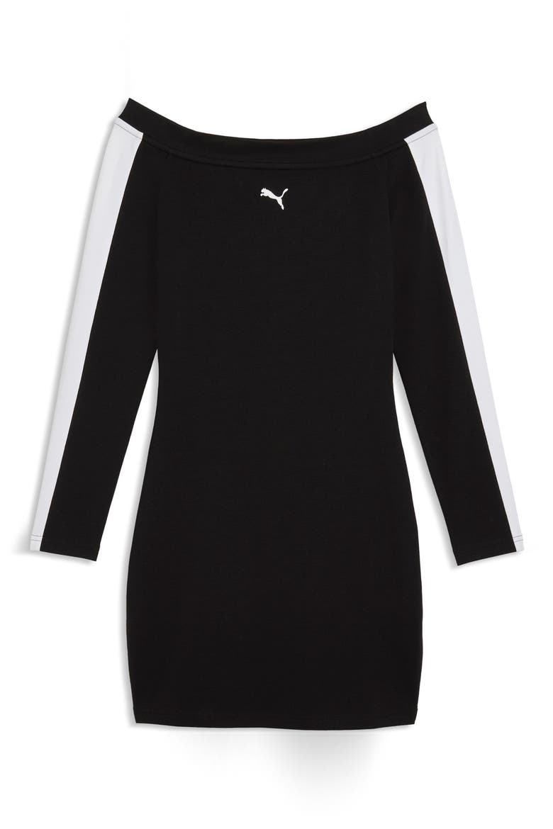 T7 Off the Shoulder Bodycon Dress, Alternate, color, PUMA BLACK