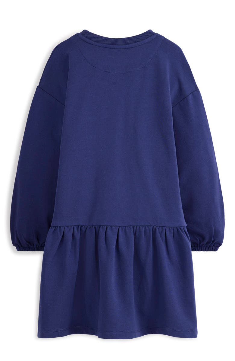 Mini Boden Kids' Appliqué Sweatshirt Dress, Alternate, color, Starboard Blue Cherry