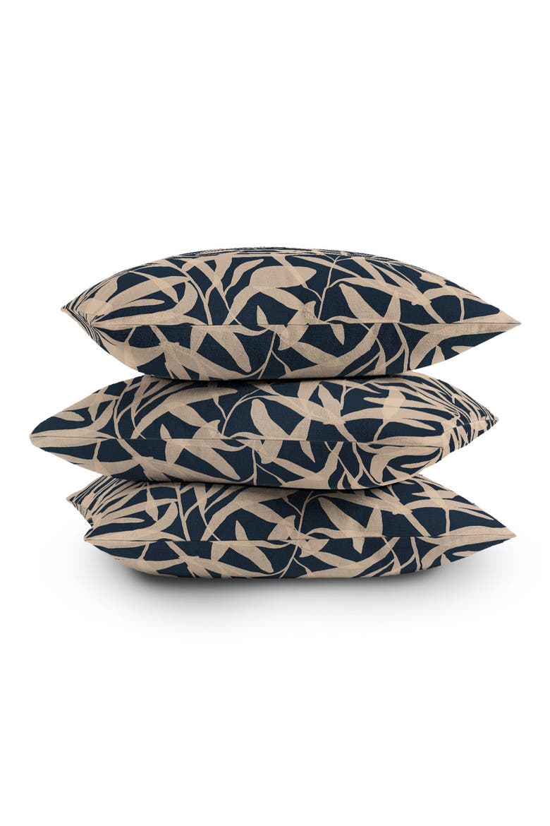 Leaf Print Throw Pillow, Alternate, color, BLUE