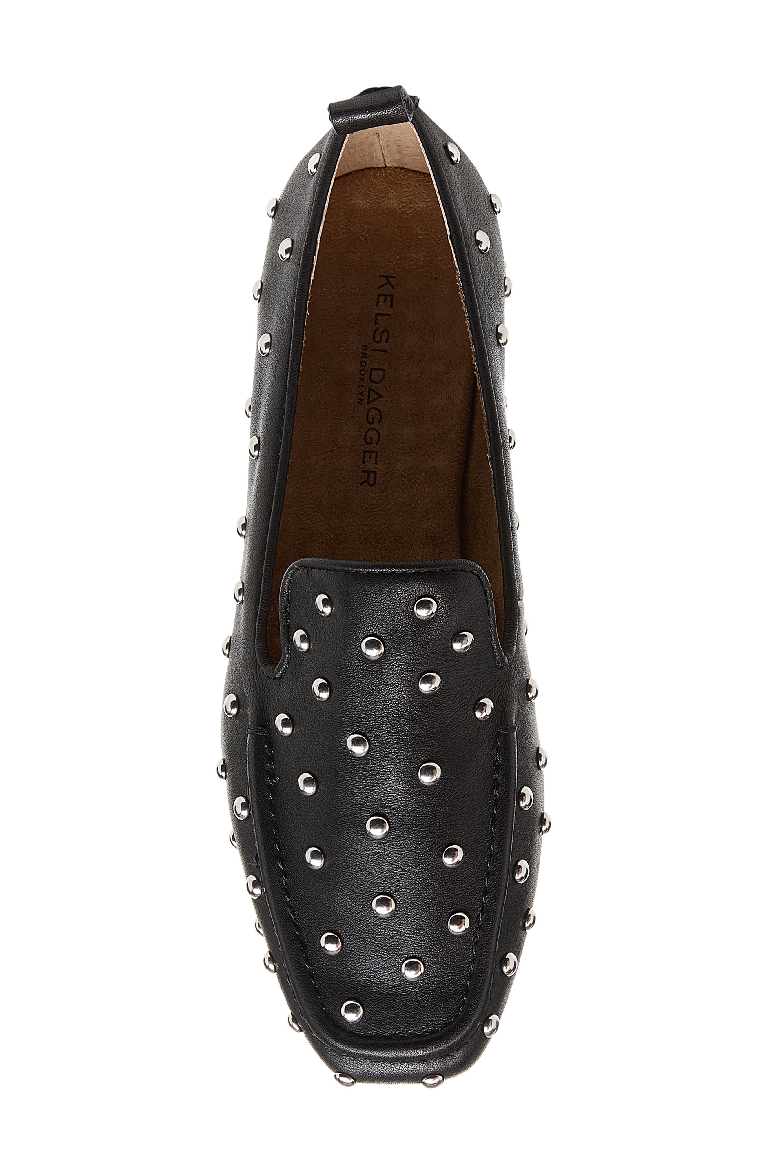 Kelsi Dagger Brooklyn Finley Studded Square Toe Flat, Alternate, color, Black