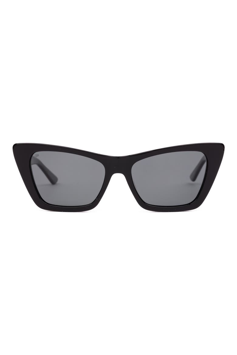 Wonderland 54mm Polarized Cat Eye Sunglasses, Main, color, BLACK/ GREY