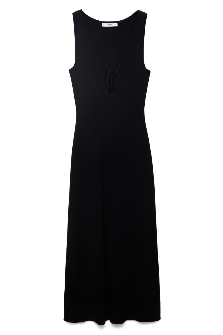 Tie Neck Sleeveless Maxi Dress, Alternate, color, BLACK