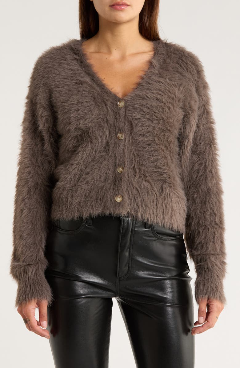 INTERNATIONAL DESIGNER V-Neck Faux Fur Cardigan, Main, color, 