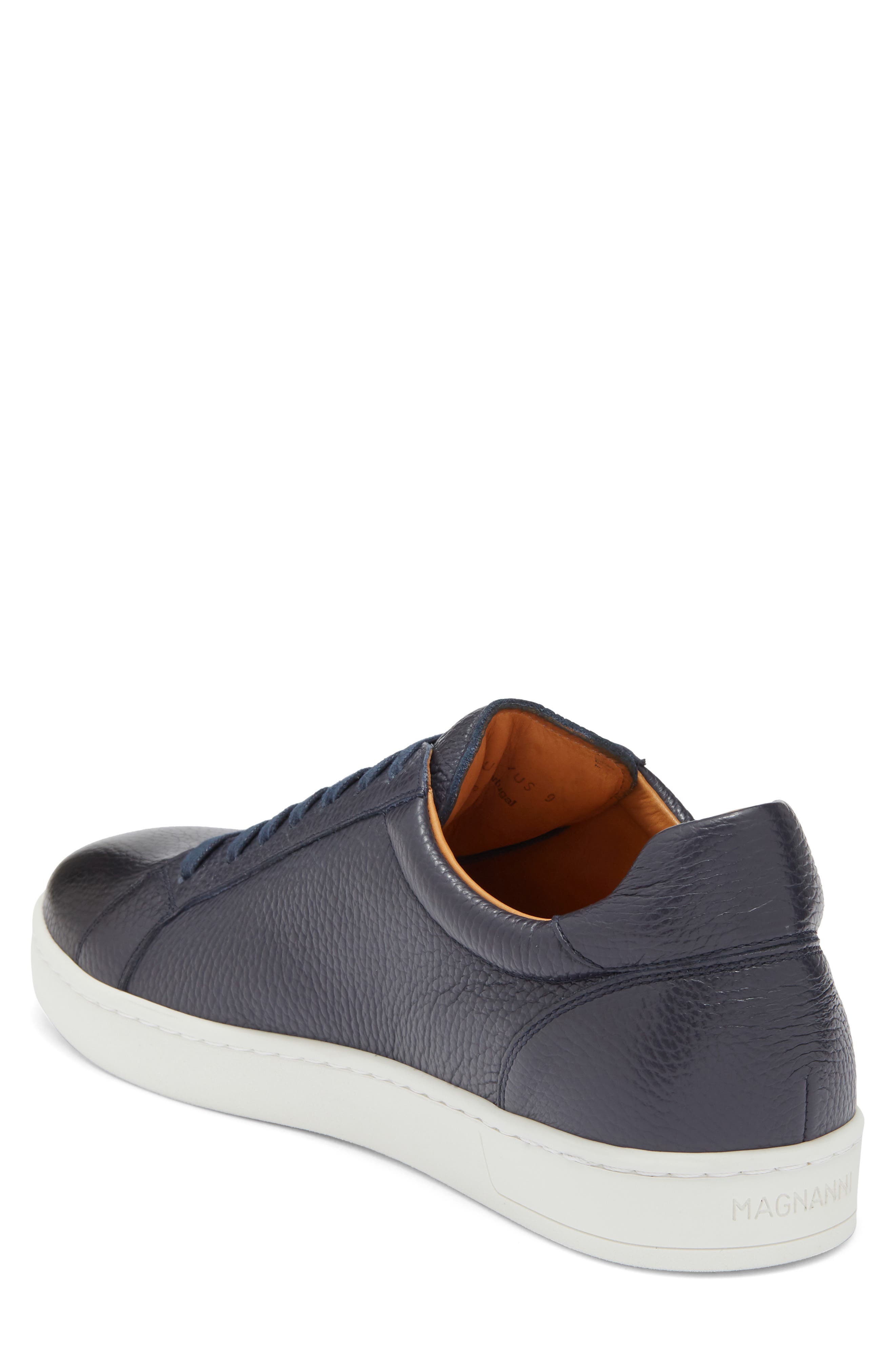 Magnanni Elonso Leather Sneaker, Alternate, color, Navy Pebble