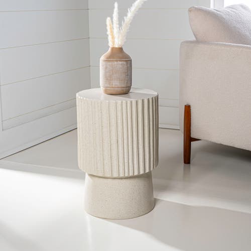 Jonathan Y Louisa 19" Modern Art Deco Tambour Accent Table, Gray Terrazzo Finish In Cream Terrazzo