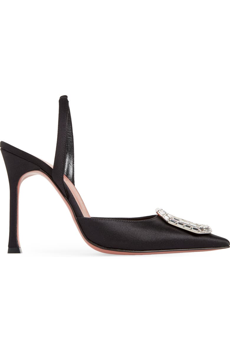 Amina Muaddi Camelia Crystal Buckle Satin Slingback Pump, Alternate, color,