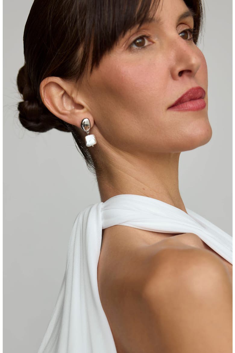 Freshwater Pearl Drop Earrings, Alternate, color, SILVER/WHITE