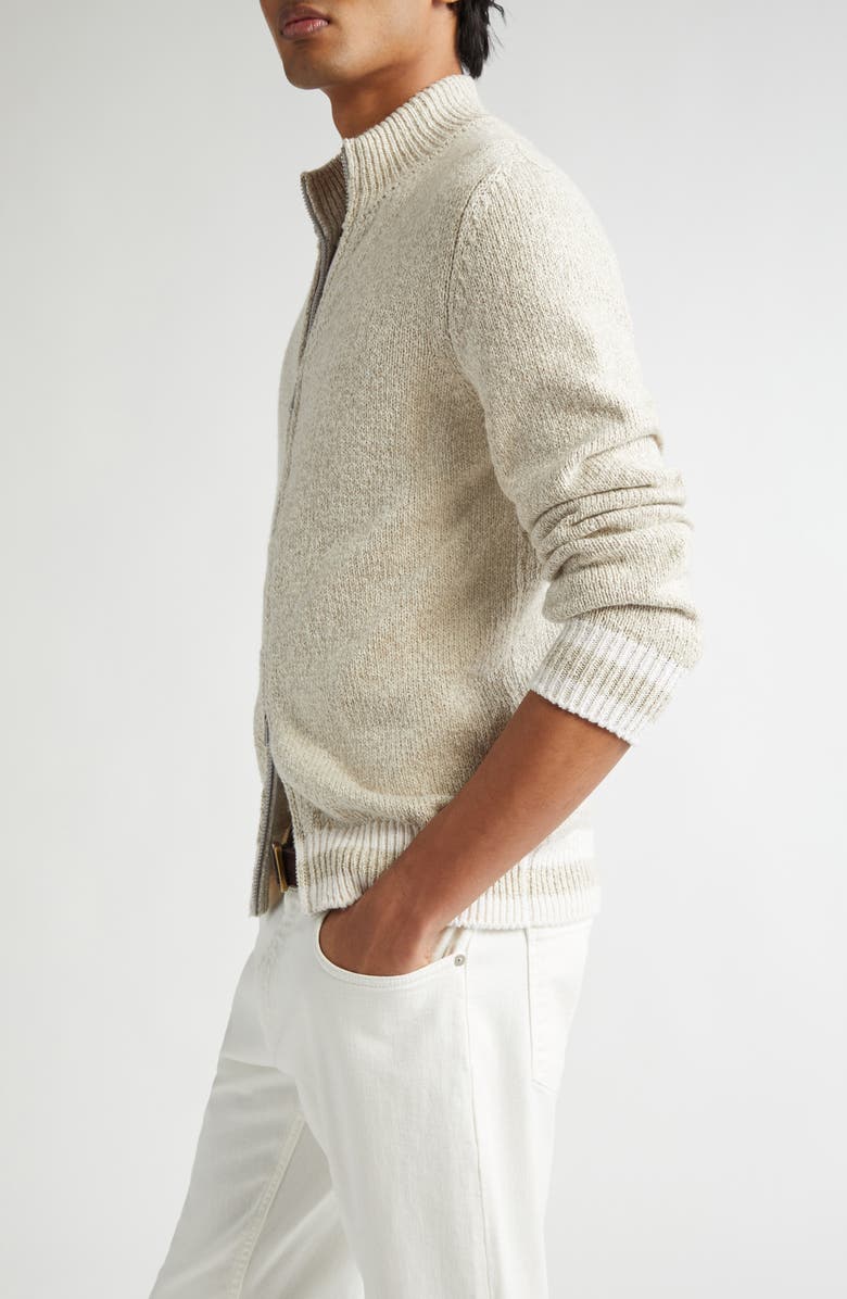 Eleventy Full Zip Cardigan, Alternate, color, Sand White And Sand