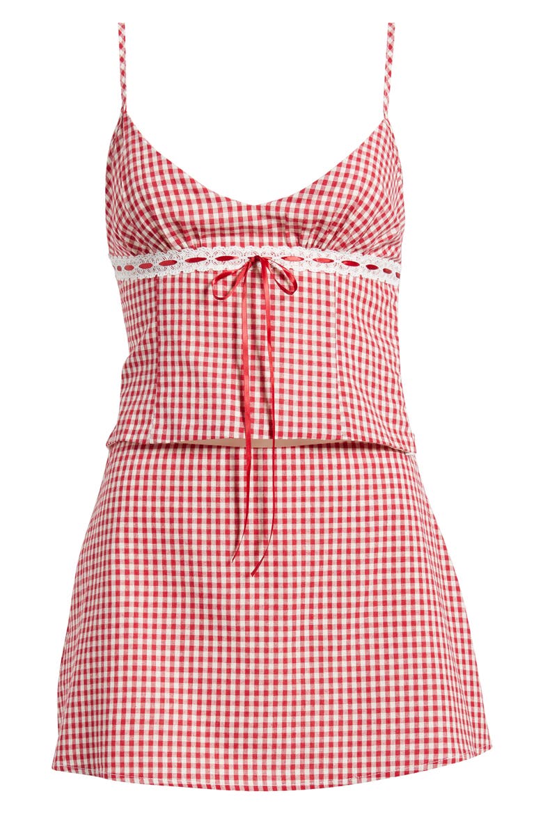Daydreaming Gingham Camisole & Miniskirt Set, Alternate, color, RED