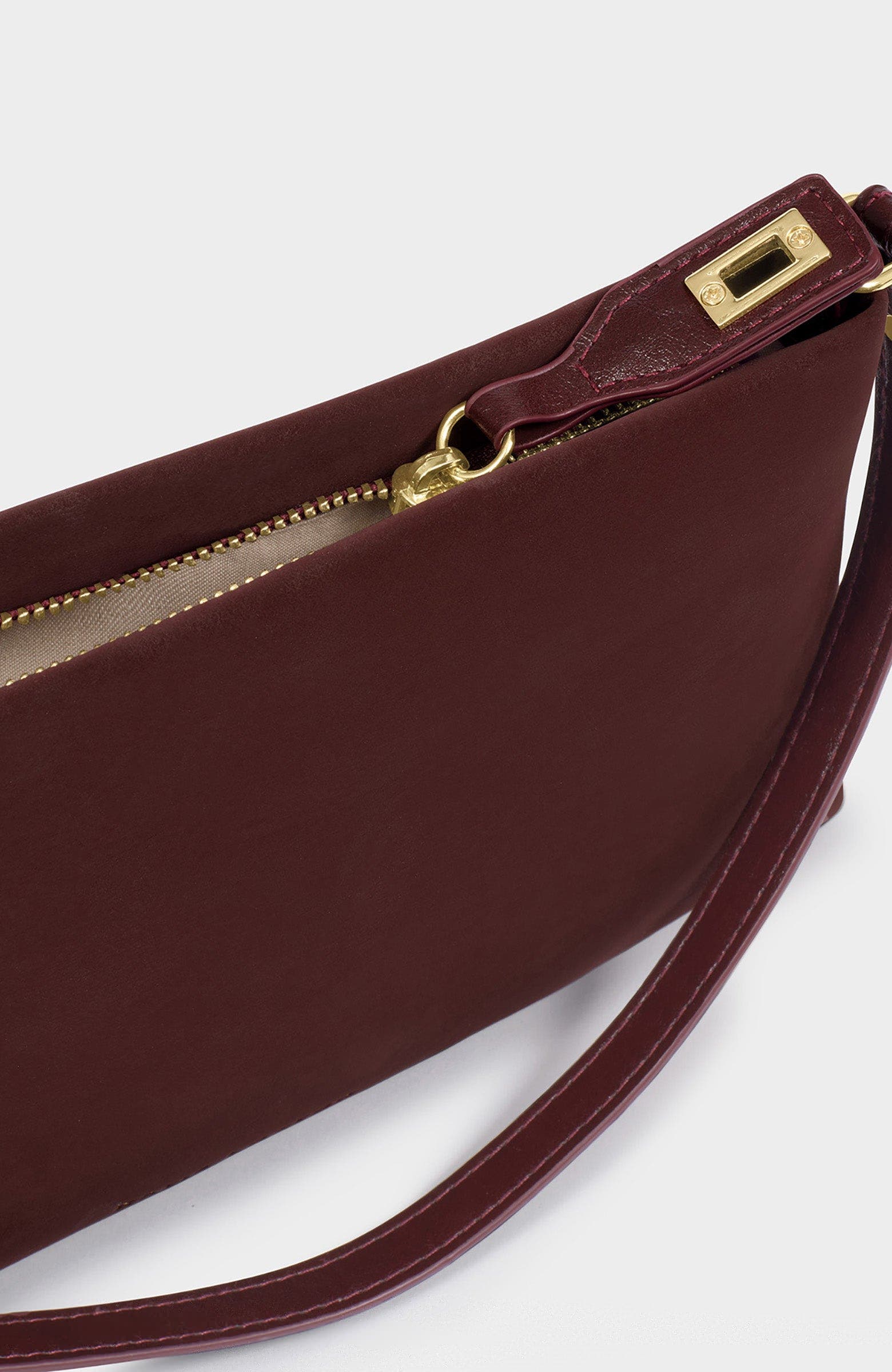 Orin Twist Lock Small Shoulder, Alternate, color, Cherry Suedette