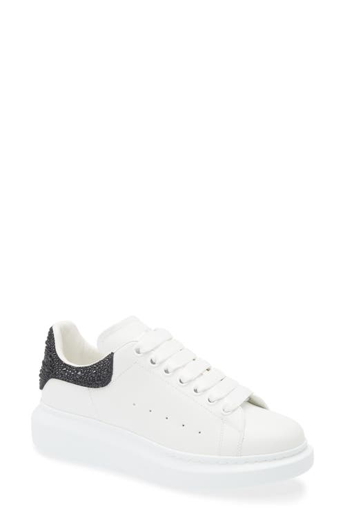 Alexander Mcqueen White Oversized Sneakers With Strass Black Spoiler In White/black/jet