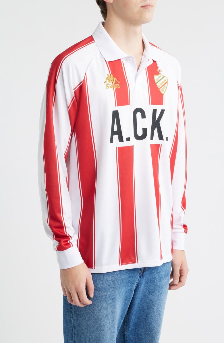 KAPPA Oden Authentic Soccer Shirt, Alternate, color, White - Red Racing - Black