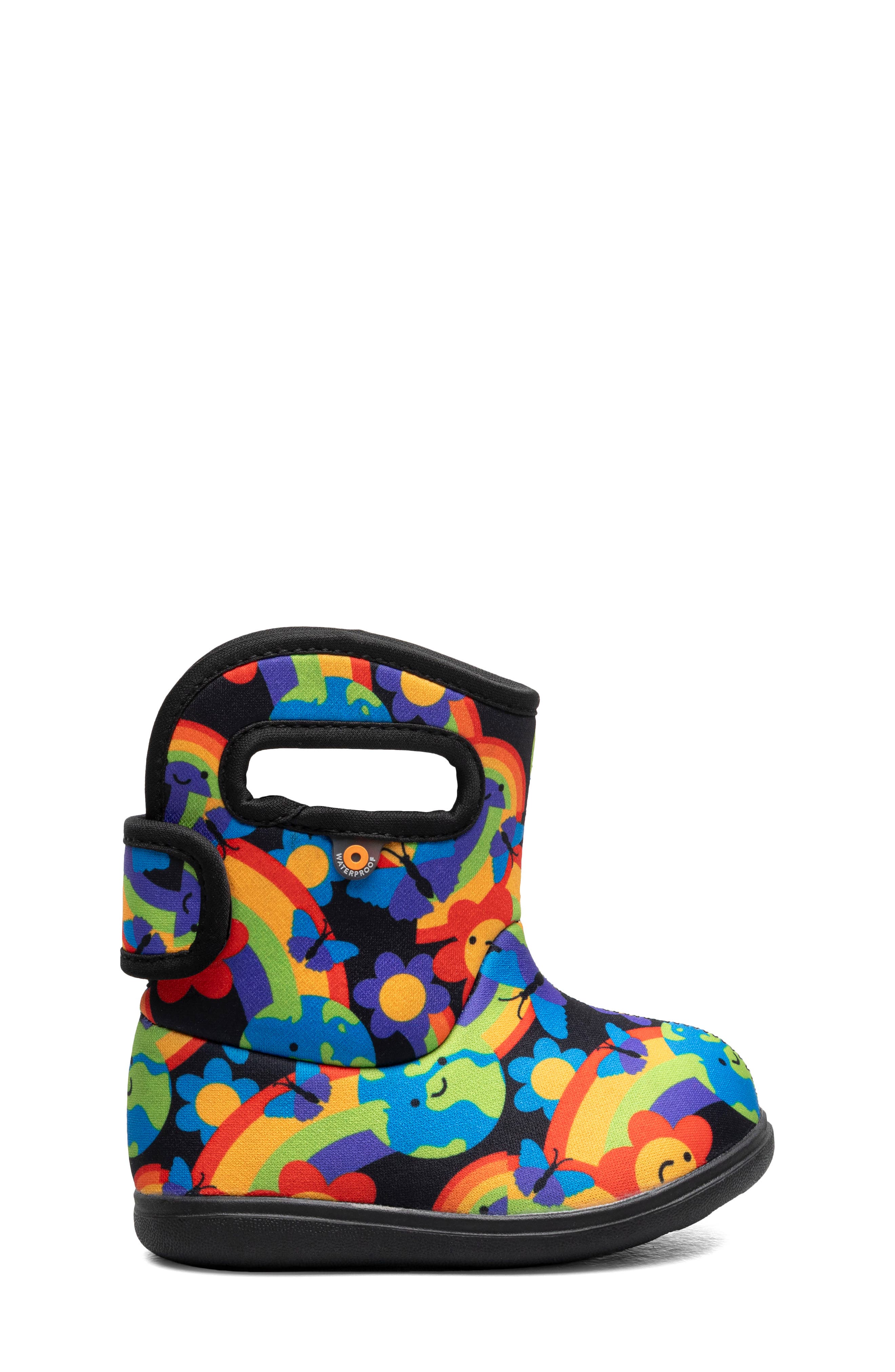 Bogs Kids' Baby Bogs II Rainbow Planet Insulated Rain Boot, Alternate, color, Black Multi