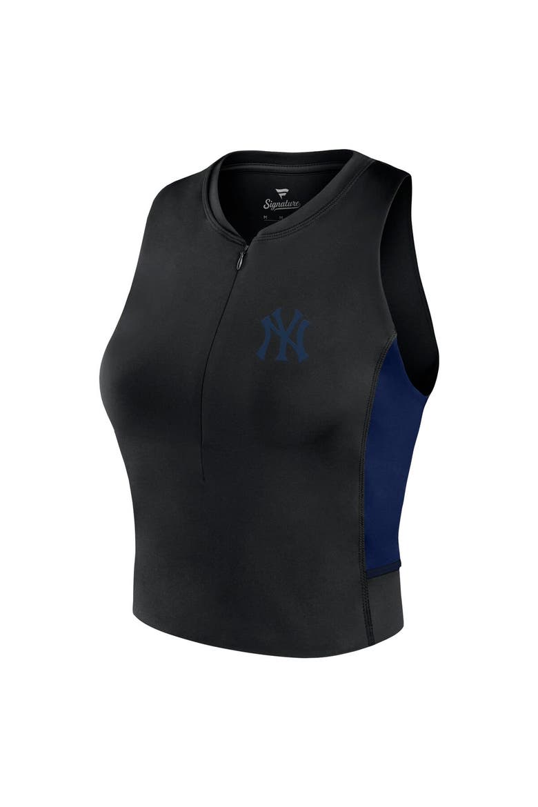 Women's Fanatics Signature Black New York Yankees Studio Half-Zip Fitted Gym Tank Top, Alternate, color, Black