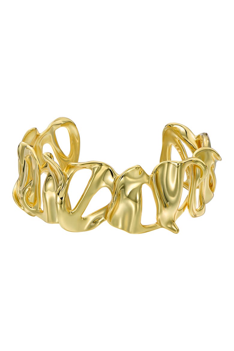 Leila Abstract Leaf Cuff Bracelet, Alternate, color, GOLD TONE