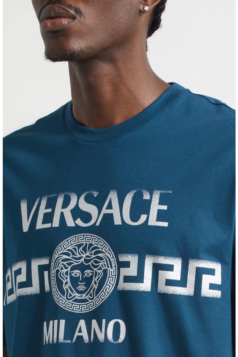 Medusa Glitter Compact Cotton Jersey Graphic T-Shirt, Alternate, color, PETROL BLUE