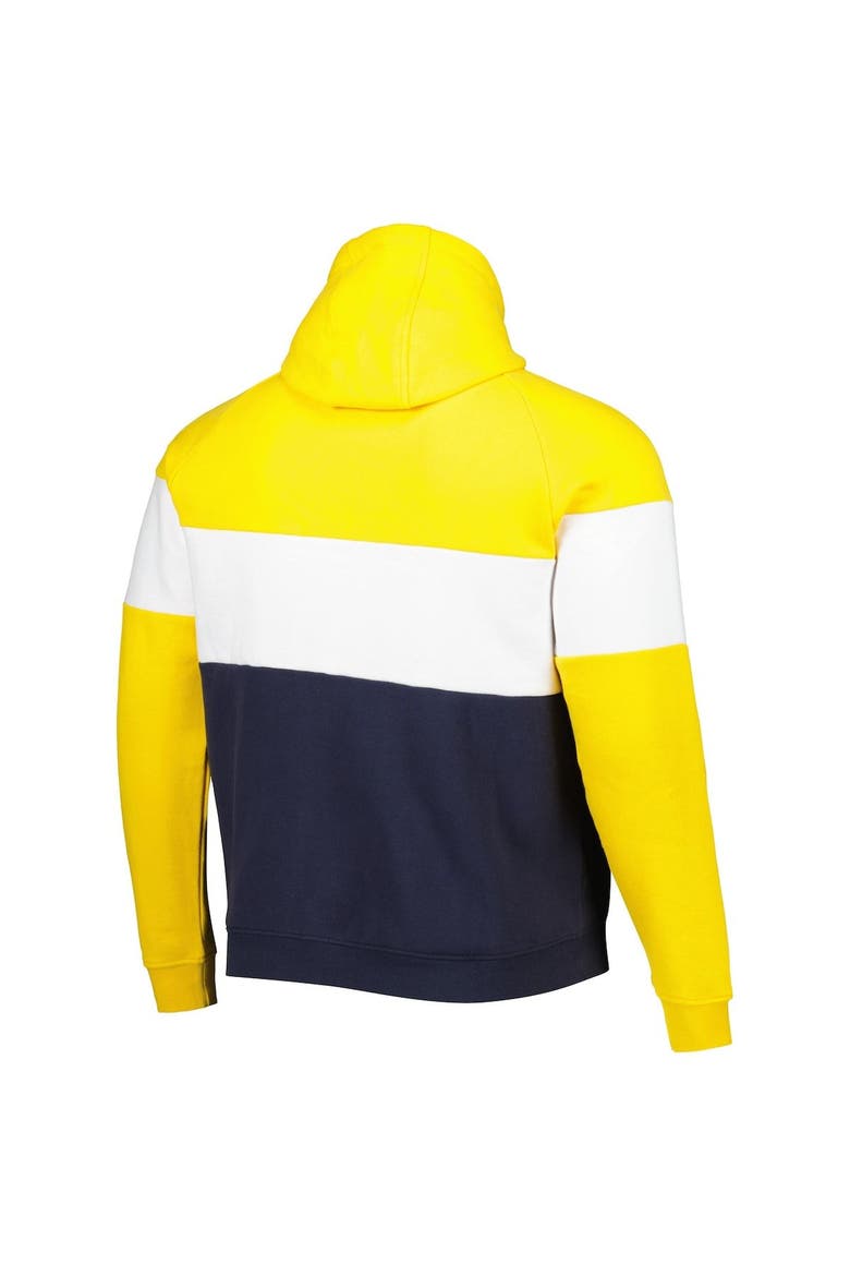 Men's New Era Navy/Gold Los Angeles Rams Colorblock Throwback Pullover Hoodie, Alternate, color, Navy