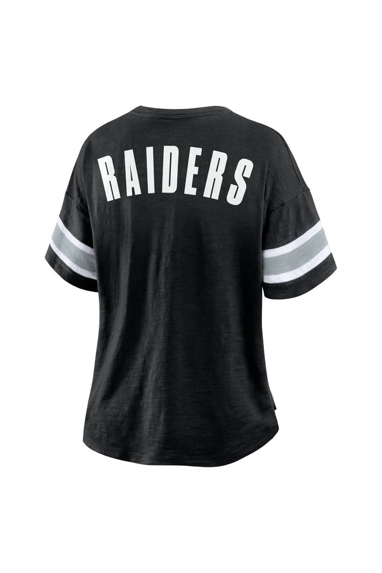 Women's Fanatics Black Las Vegas Raiders Plus Size Redzone Notch Neck T-Shirt, Alternate, color, Black