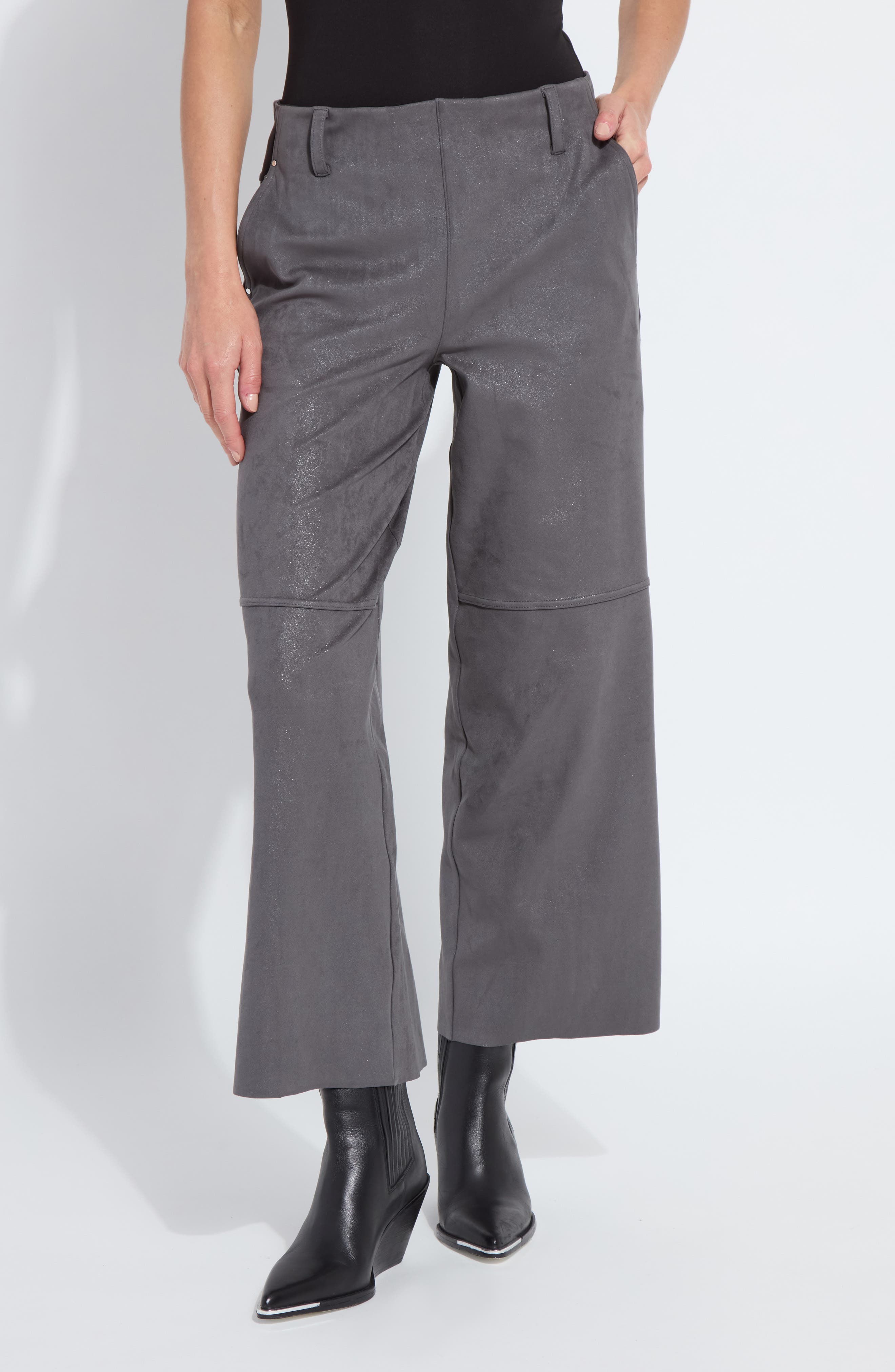 Amina Foil Wide Leg Crop Pants